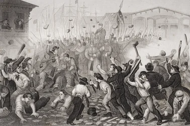 Angriff auf die Massachusetts 6. in Baltimore, Maryland, 19. April 1861